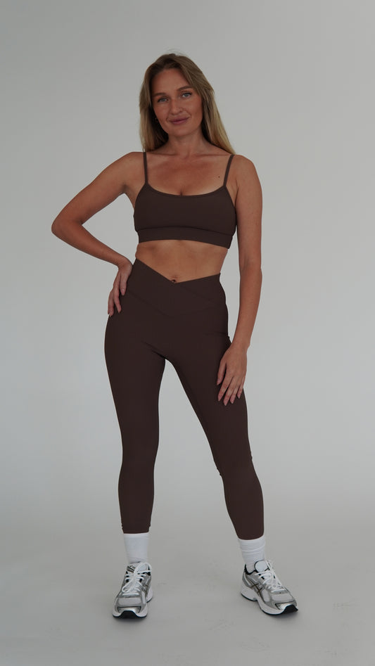 SCULPT V-WAIST FULL LENGTH LEGGINGS - CACAO